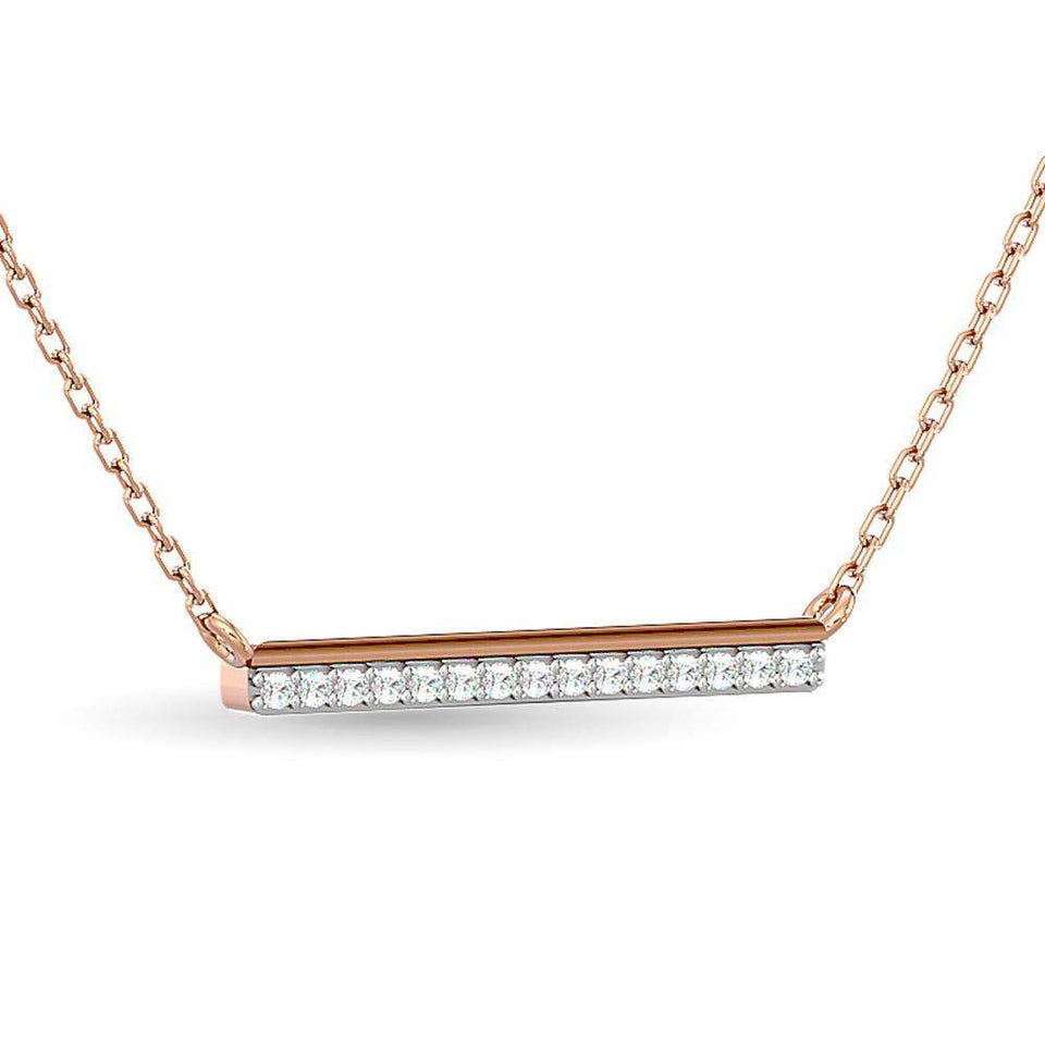 Diamond 1/6 ct tw Bar Necklace in 10K Rose Gold - Larson Jewelers
