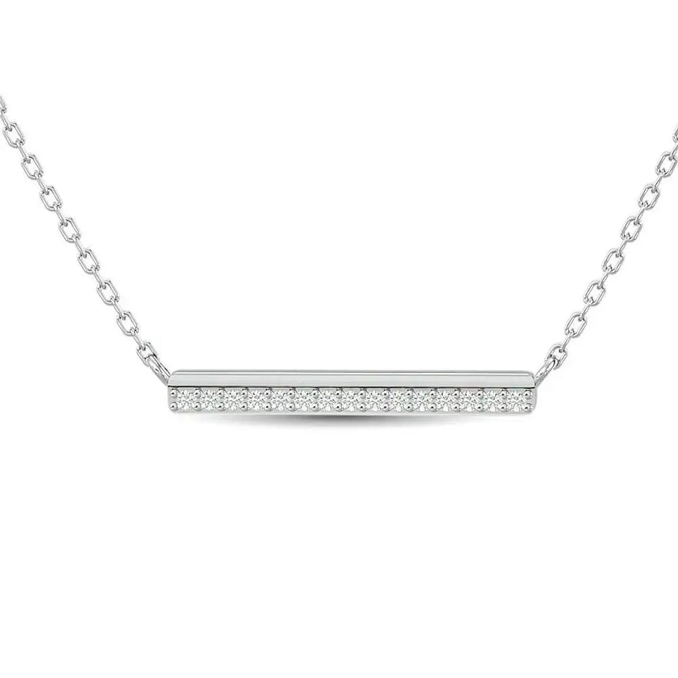 Diamond Round Cut Bar Fashion Necklace 1/6 ct tw in 10K White Gold - Larson Jewelers