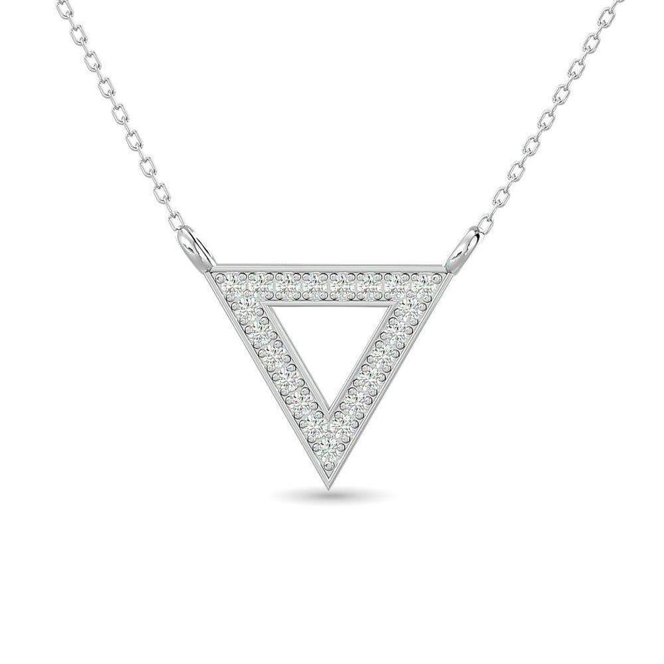 Diamond Tringle Pendant 1/10 ct tw in 10K White Gold - Larson Jewelers