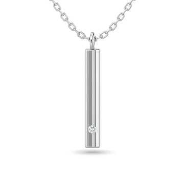 Diamond Bar Pendant 1/50 ct tw in 10K White Gold - Larson Jewelers