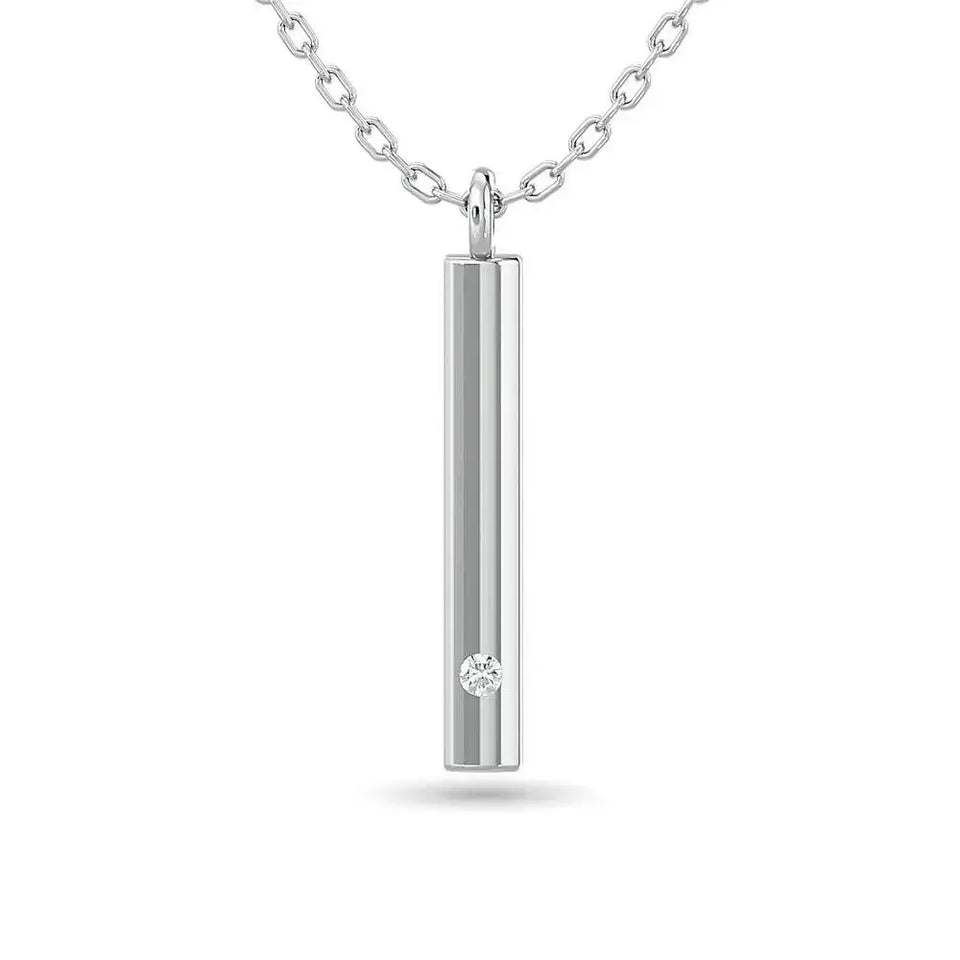 Diamond Bar Pendant 1/50 ct tw in 10K White Gold - Larson Jewelers