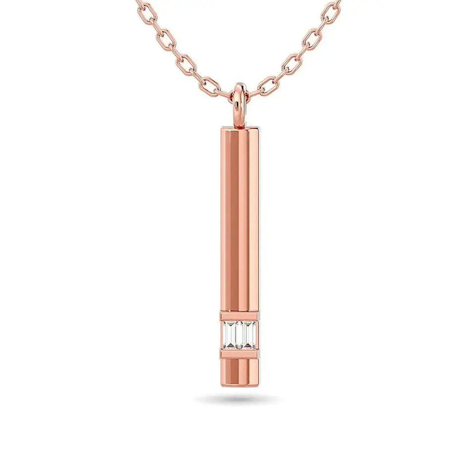 Diamond Bar Pendant 1/50 ct tw in 10K Rose Gold - Larson Jewelers