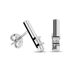 Diamond 1/20 ct tw Bar Earrings in 10K White Gold - Larson Jewelers