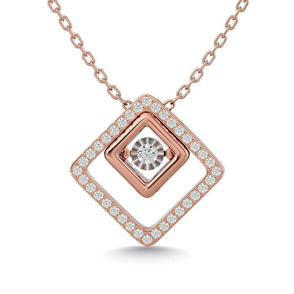 Diamond 1/4 Ct.Tw. Square Shape Pendant in 14K Rose Gold - Larson Jewelers
