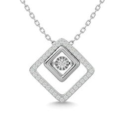 Diamond 1/4 Ct.Tw. Square Shape Pendant in 14K White Gold - Larson Jewelers