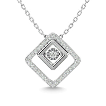 Diamond 1/4 Ct.Tw. Square Shape Pendant in 14K White Gold - Larson Jewelers