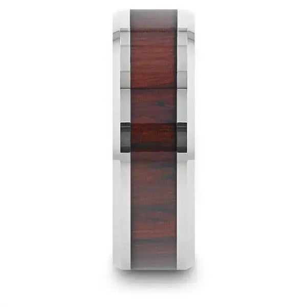 PRESLEY Tungsten Carbide Ring with Rich Cocobolo Wood Inlay – 8mm - Larson Jewelers