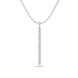 Diamond Bar Pendant 1/8 ct tw in 10K White Gold - Larson Jewelers