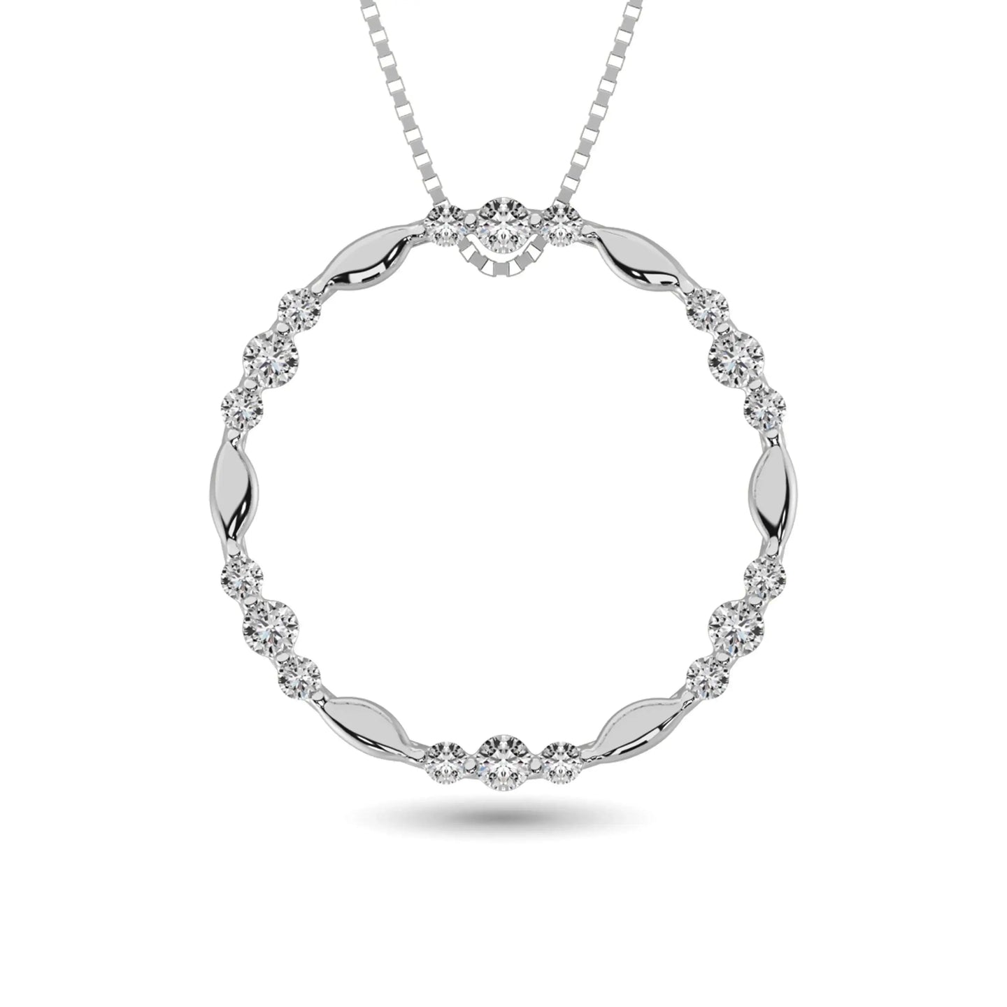 Diamond 1/4 ct tw Circle Pendant in 14K White Gold - Larson Jewelers