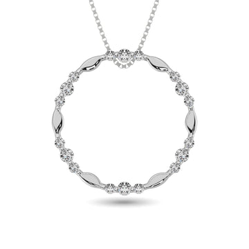 Diamond 1/4 ct tw Circle Pendant in 14K White Gold - Larson Jewelers