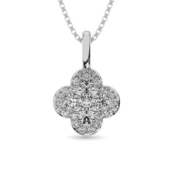 Diamond Clover Pendant 1/3 ct tw in 14K White Gold - Larson Jewelers