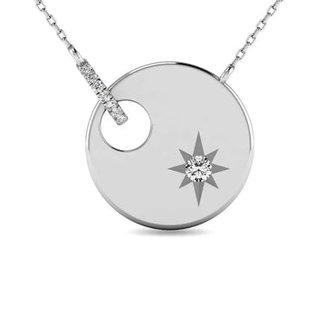 Diamond 1/20 ct tw Disc Necklace in 10K White Gold - Larson Jewelers