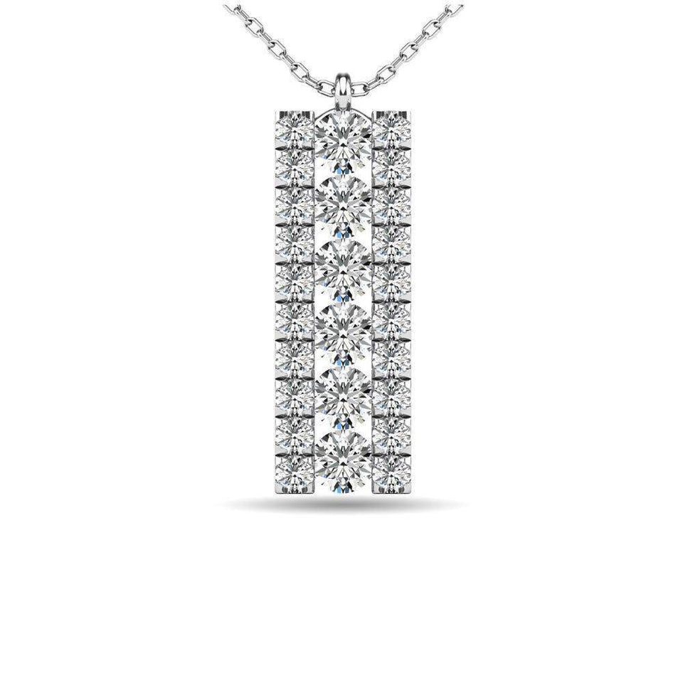 Diamond 1/4 ct tw Bar Pendant in 14K White Gold - Larson Jewelers