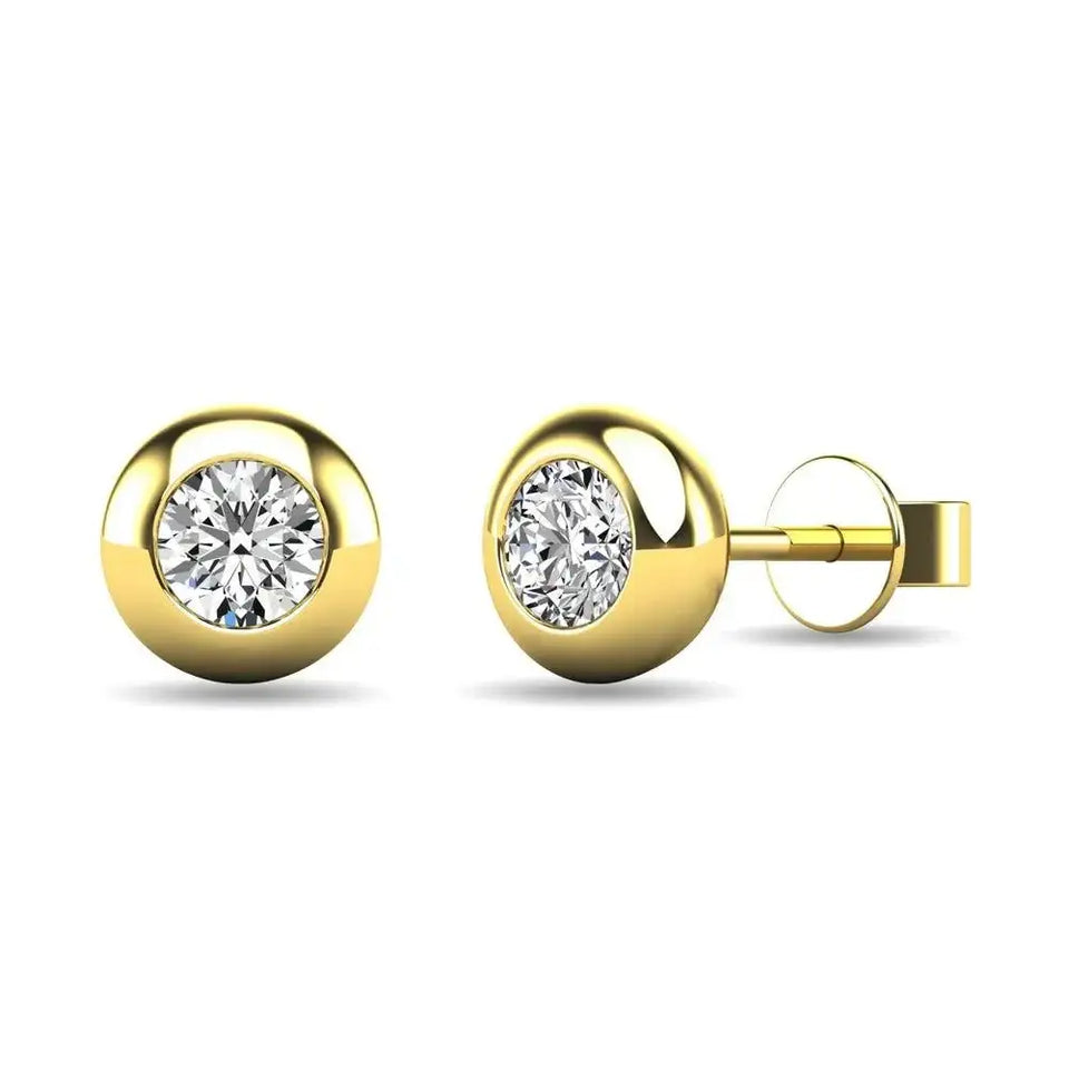 Diamond 1/10 ct tw Bezel Set Earrings in 10K Yellow Gold - Larson Jewelers
