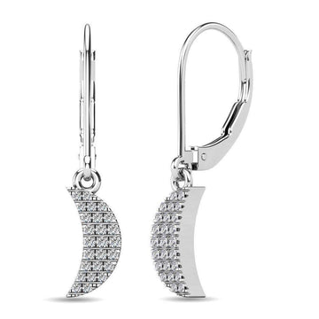 Diamond 1/10 ct tw Moon Dangle Earrings in 10K White Gold - Larson Jewelers