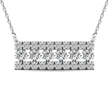 Diamond 1/4 ct tw Bar Necklace in 14K White Gold - Larson Jewelers