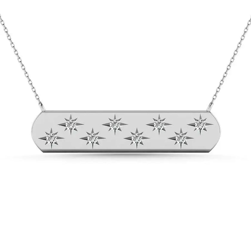 Diamond 1/8 Ct.Tw. Bar Necklace in 10K White Gold - Larson Jewelers