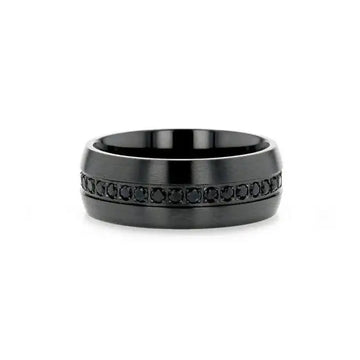 TALON Black Titanium Ring with Black Sapphires - 6mm - 8mm - Larson Jewelers