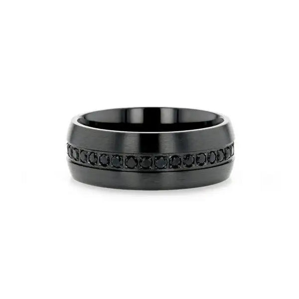 TALON Black Titanium Ring with Black Sapphires - 6mm - 8mm - Larson Jewelers