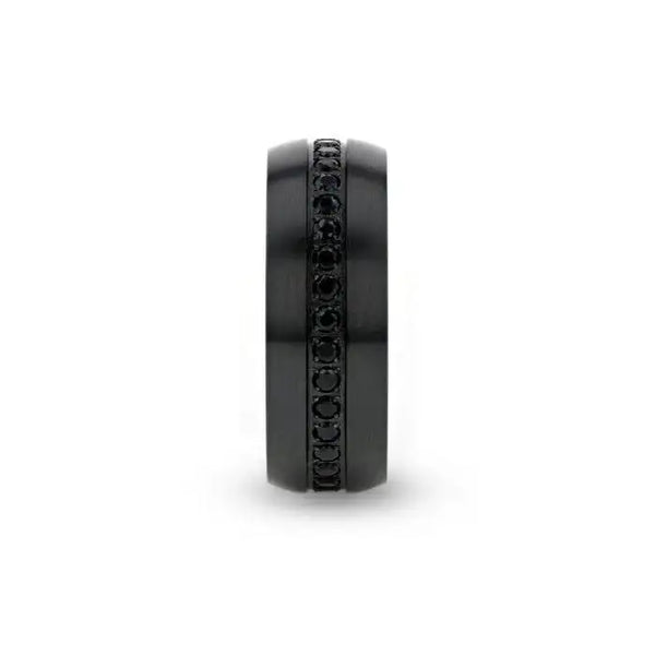 TALON Black Titanium Ring with Black Sapphires - 6mm - 8mm - Larson Jewelers