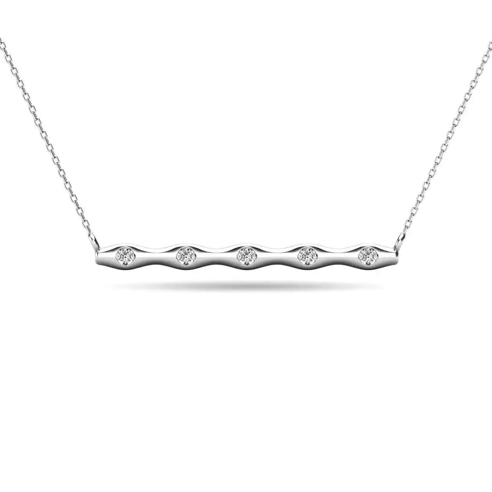 Diamond 1/20 ct tw Bar Necklace in 10K White Gold - Larson Jewelers