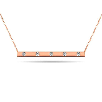 Diamond 1/20 ct tw Bar Necklace in 10K Rose Gold - Larson Jewelers