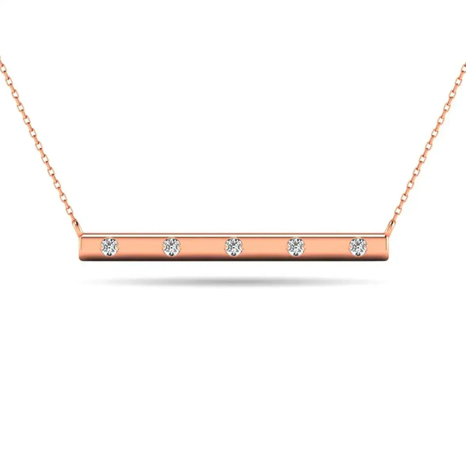 Diamond 1/20 ct tw Bar Necklace in 10K Rose Gold - Larson Jewelers