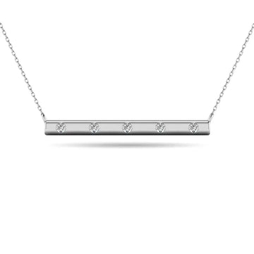 Diamond 1/20 ct tw Bar Necklace in 10K White Gold - Larson Jewelers