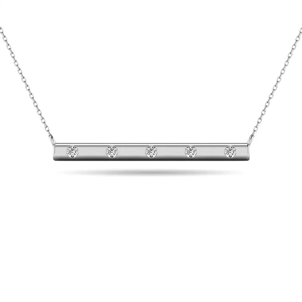 Diamond 1/20 ct tw Bar Necklace in 10K White Gold - Larson Jewelers