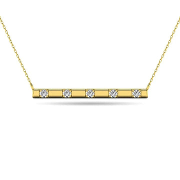 Diamond 1/20 ct tw Bar Necklace in 10K Yellow Gold - Larson Jewelers