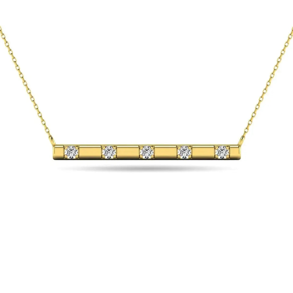 Diamond 1/20 ct tw Bar Necklace in 10K Yellow Gold - Larson Jewelers