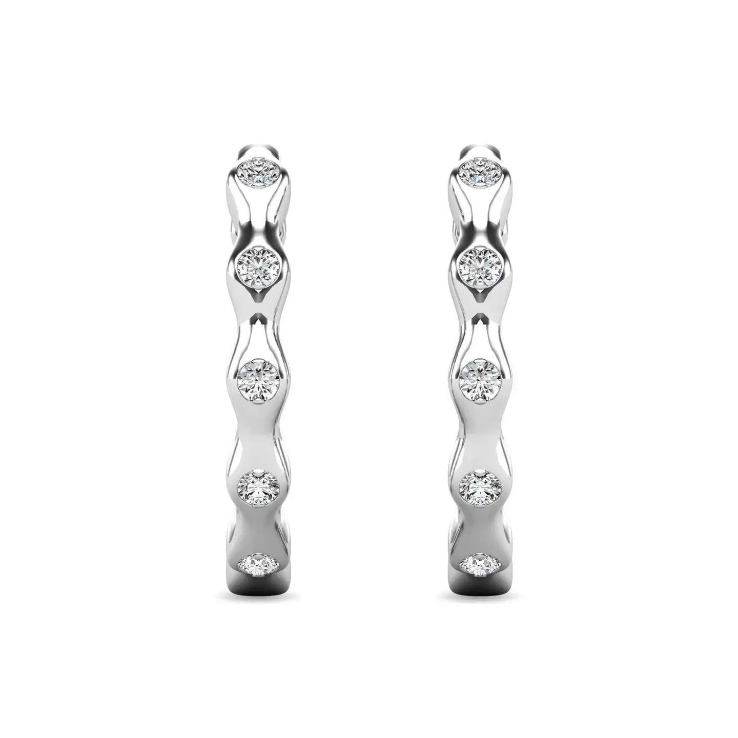 Diamond 1/10 ct tw Hoop Earrings in 10K White Gold - Larson Jewelers