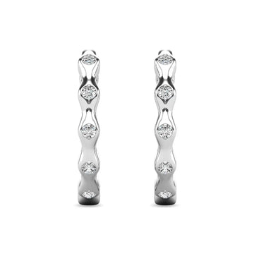 Diamond 1/10 ct tw Hoop Earrings in 10K White Gold - Larson Jewelers