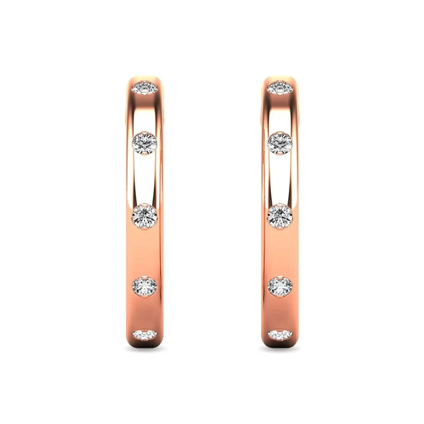 Diamond 1/10 ct tw Hoop Earrings in 10K Rose Gold - Larson Jewelers