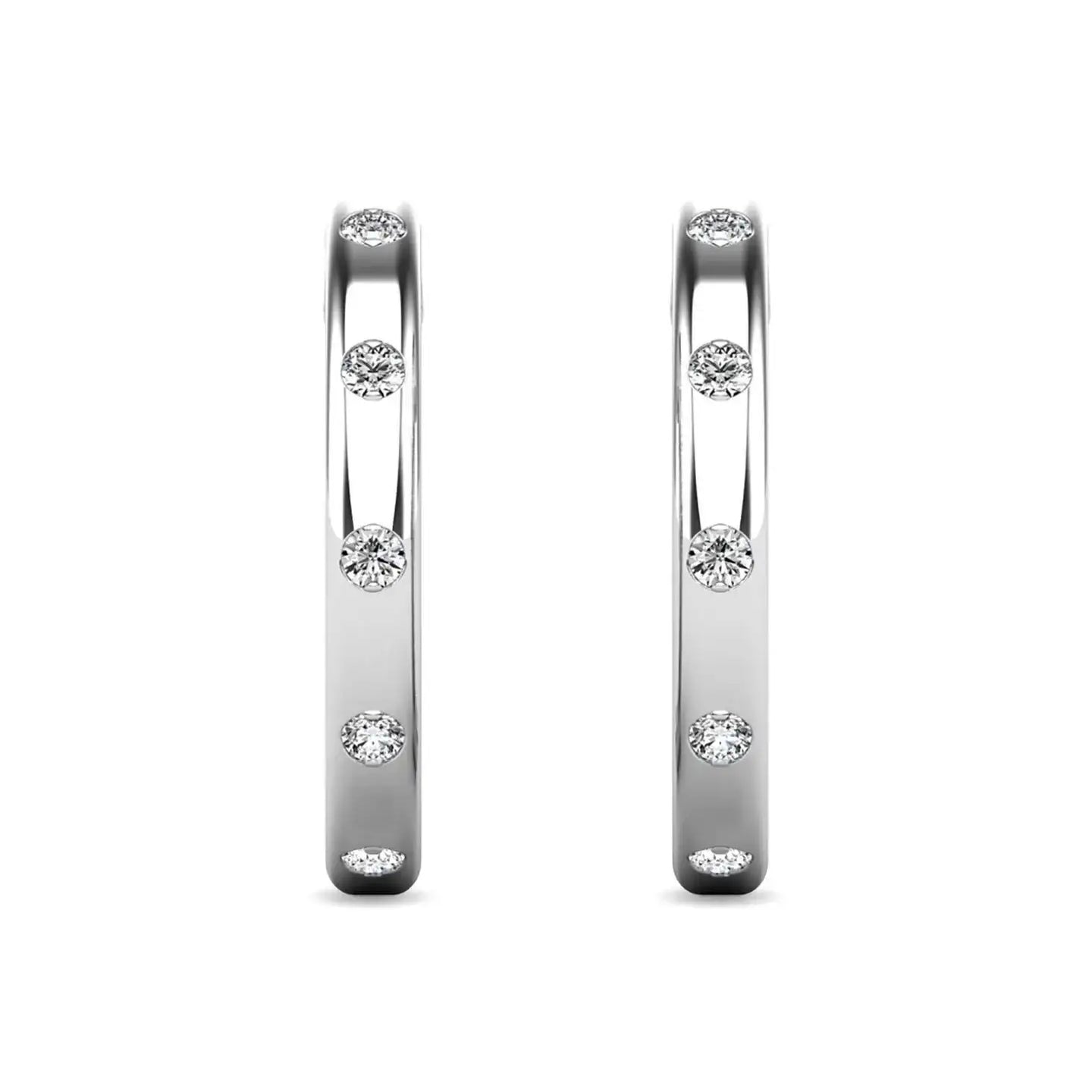 Diamond 1/10 ct tw Hoop Earrings in 10K White Gold - Larson Jewelers