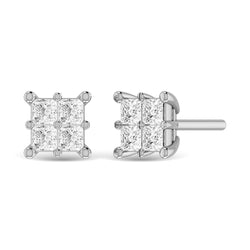 Diamond 1 Ct.Tw. Princess Cut Fashion Earrings in 14K White Gold - Larson Jewelers