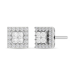 Diamond 1/2 Ct.Tw. Round and Princess Fashion Earrings in 14K White Gold - Larson Jewelers