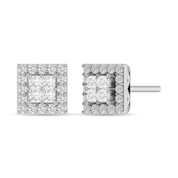 Diamond 1/2 Ct.Tw. Round and Princess Fashion Earrings in 14K White Gold - Larson Jewelers