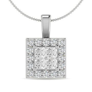 Diamond 1/3 Ct.Tw. Round and Princess Fashion Pendant in 14K White Gold - Larson Jewelers