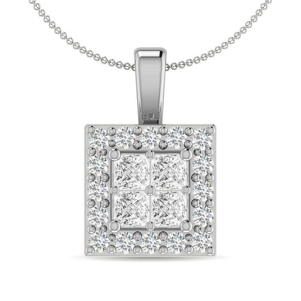 Diamond 1/2 Ct.Tw. Round and Princess Fashion Pendant in 14K White Gold - Larson Jewelers