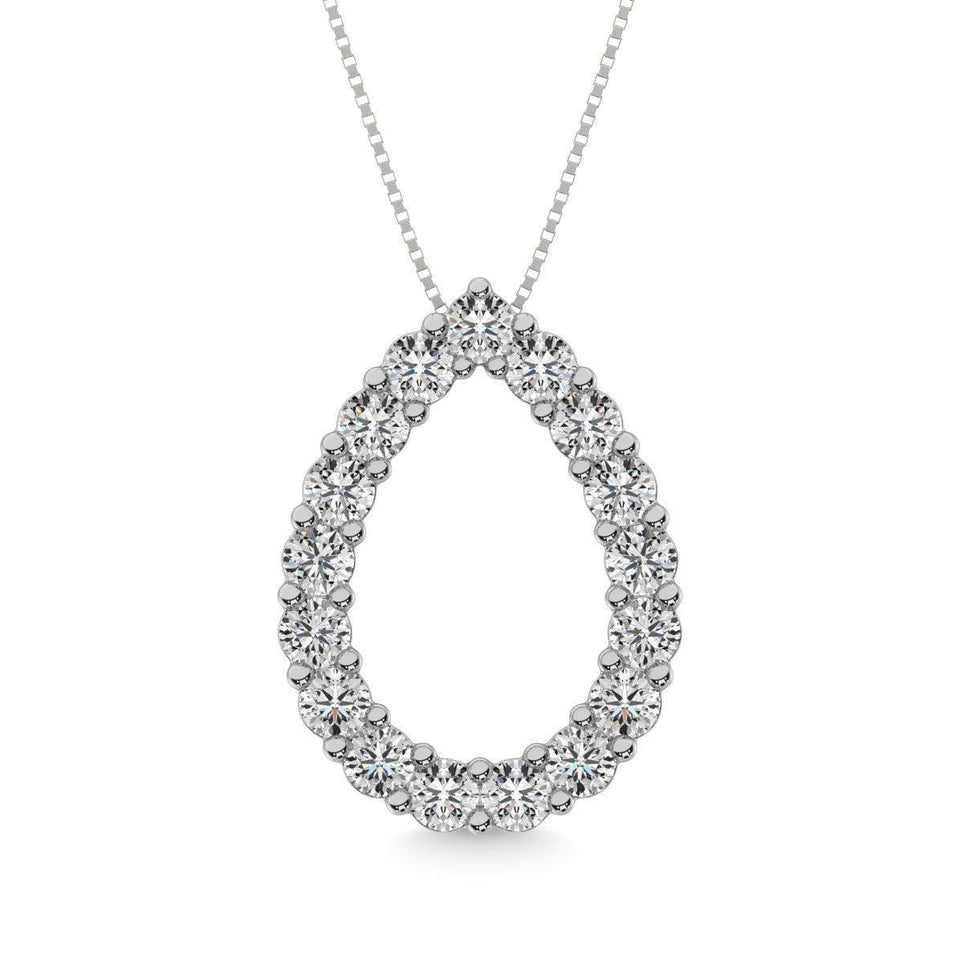 Diamond 1 ct tw Pear Shape Pendant in 14K White Gold - Larson Jewelers