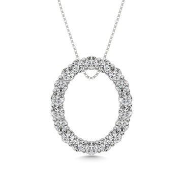 Diamond 2 ct tw Oval Shape Pendant in 14K White Gold - Larson Jewelers