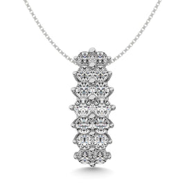 Diamond 1 1/2 ct tw Round Cut Pyramid Pendant in 14K White Gold - Larson Jewelers