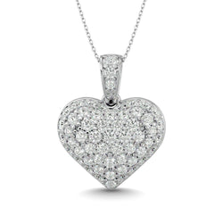 Diamond 1 1/2 ct tw Heart Pendant in 10K White Gold - Larson Jewelers