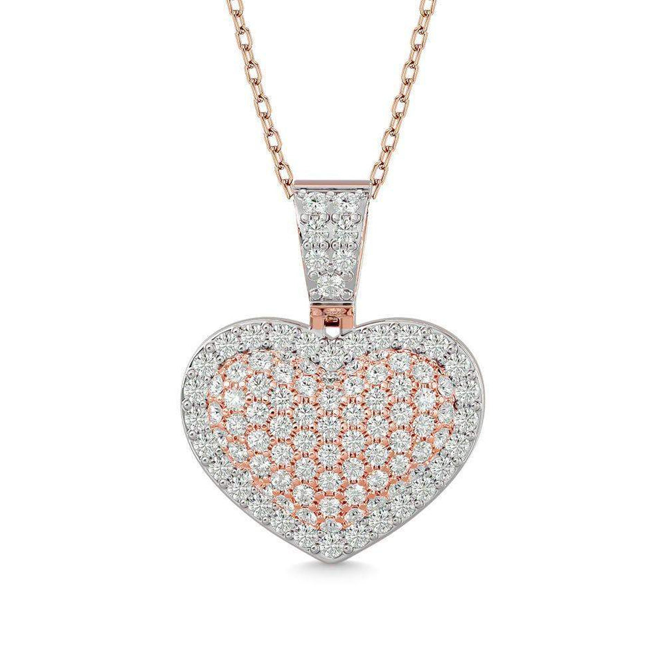 Diamond 1 ct tw Heart Pendant in 10K Pink Gold With White Gold Touch - Larson Jewelers