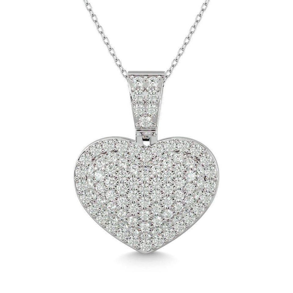 Diamond 1 1/2 ct tw Heart Pendant in 10K White Gold - Larson Jewelers