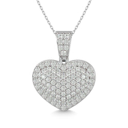 Diamond 1 ct tw Heart Pendant in 10K White Gold - Larson Jewelers