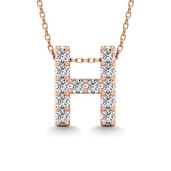 Diamond 1/8 Ct.Tw. Letter H Pendant in 14K Rose Gold" - Larson Jewelers