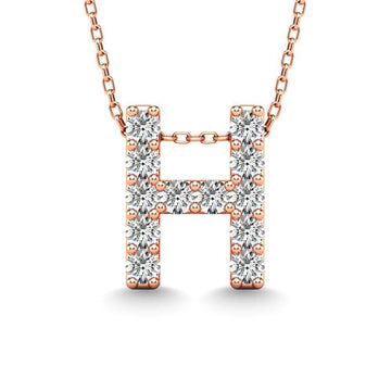 Diamond 1/8 Ct.Tw. Letter H Pendant in 14K Rose Gold" - Larson Jewelers