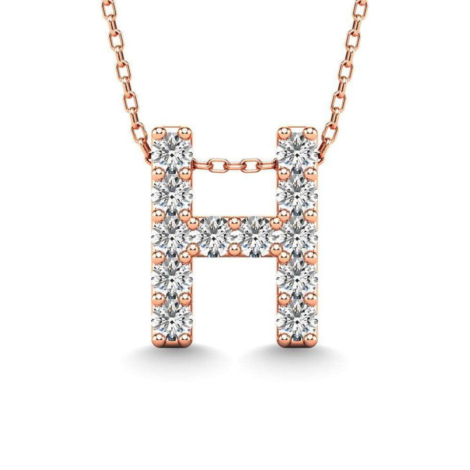 Diamond 1/8 Ct.Tw. Letter H Pendant in 14K Rose Gold" - Larson Jewelers